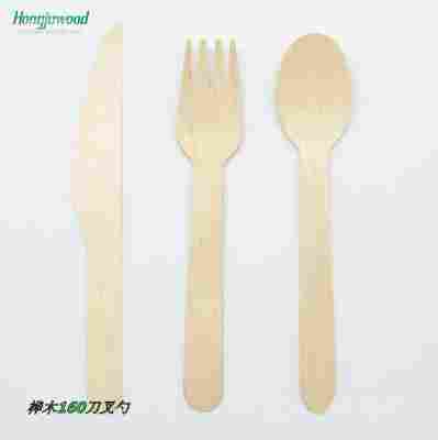 桦木160可降解一次性刀叉勺 一次性餐具刀叉勺木质野餐西餐刀叉勺