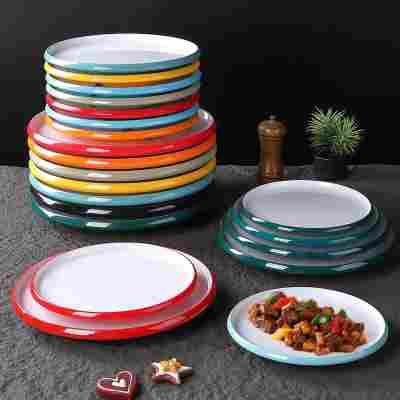 密胺冷菜盘圆形自助餐平盘商用宴席饭店炒菜圆盘配菜盘小炒高脚盘