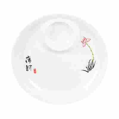 密胺商用饺子盘烤鸭盘大虾盘带醋碟盘子酒店专用水饺盘宴席盘塑料