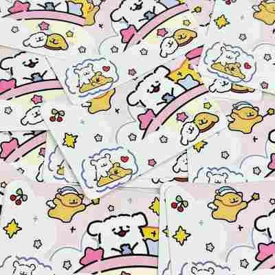 许愿星线条小狗祝福留言卡明信片生日礼物贺卡可爱卡片硬卡纸手写